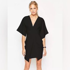 ASOS Mini Asymmetric Pocket Dress with Kimono Sleeves - Black / US 8